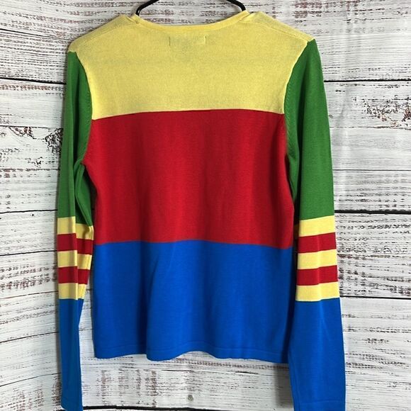 Folio New York sweater Womens size small color block crew Neck cotton Hong Kong - Picture 5 of 8